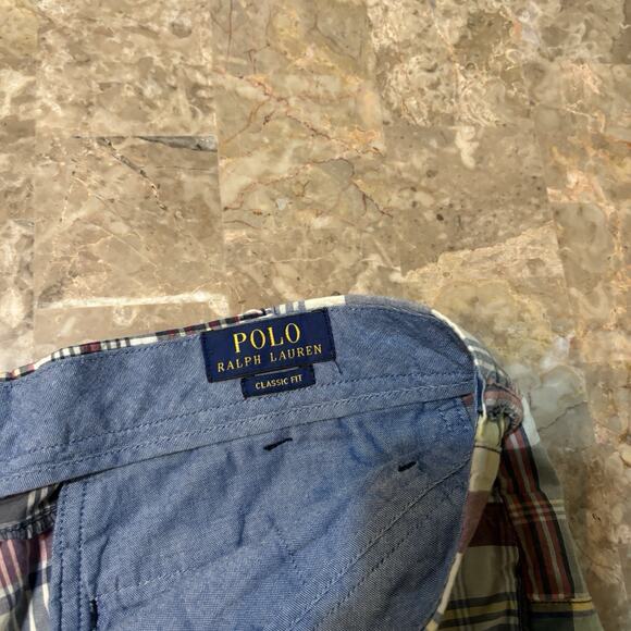 Polo Ralph Lauren Shorts Mens 38 Patchwork Indian Madras Chino 8” Cotton - Picture 3 of 8